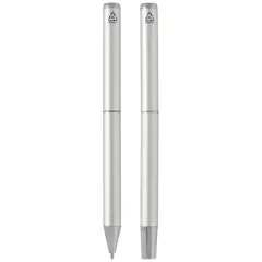 Bild på Lucetto presentförpackning med kulspetspenna och rollerballpenna i återvunnen aluminium (svart bläck)