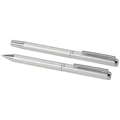 Bild på Lucetto presentförpackning med kulspetspenna och rollerballpenna i återvunnen aluminium (svart bläck)
