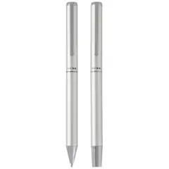 Bild på Lucetto presentförpackning med kulspetspenna och rollerballpenna i återvunnen aluminium (svart bläck)