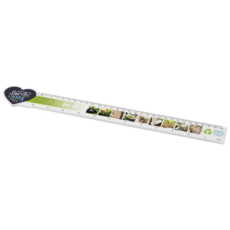 Hjärtformad linjal, 30cm, av återvunnen plast - Tait 