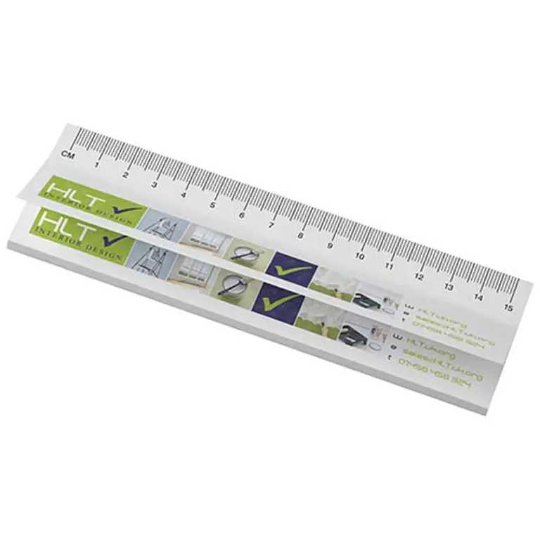 Bild på Sticky-Mate® klisterlappar med tryckt 15 cm linjal av återvunnet material