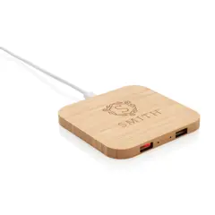 Bild på 5W trådlös laddare i bambu med USB