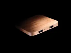 Bild på 10W trådlös laddare i bambu med USB portar