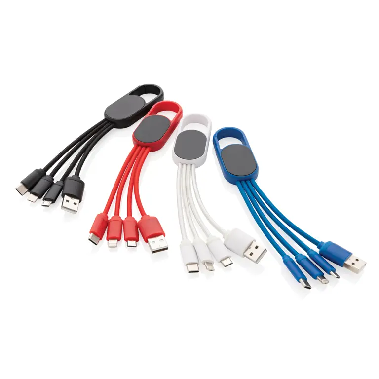 4-i-1 kabel med karbinclip