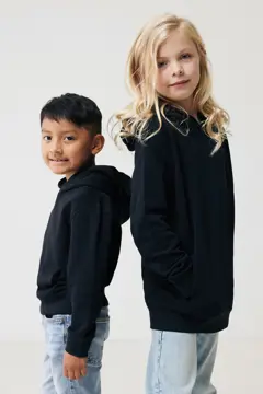 Bild på IQONIQ Yengo hoodie i återvunnen bomull med sidofickor för barn