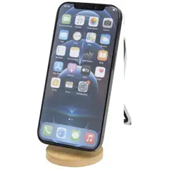 Bild på Alcor vikbart magnetiskt telefonställ av återvunnen plast med detaljer i bambu
