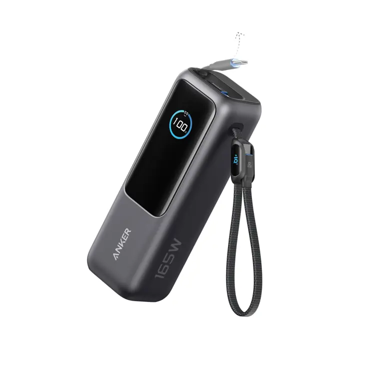 Anker Powerbank 25.000 mAh 165W med inbyggd utdragbar kabel