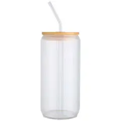Bild på Mirage 500 ml enkelväggig mugg i borosilikatglas med lock i bambu