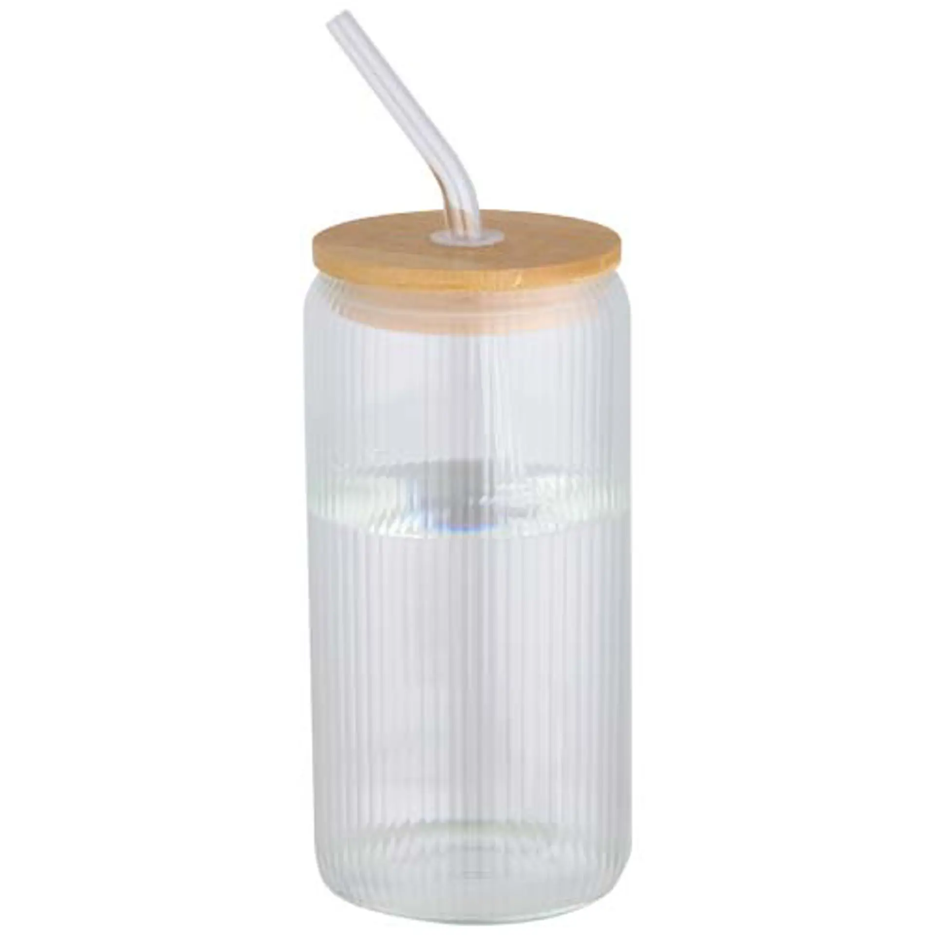 Bild på Mirage 500 ml enkelväggig mugg i borosilikatglas med lock i bambu