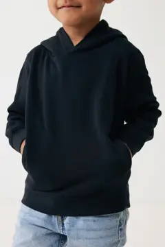 Bild på IQONIQ Yengo hoodie i återvunnen bomull med sidofickor för barn