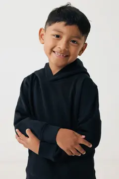 Bild på IQONIQ Yengo hoodie i återvunnen bomull med sidofickor för barn