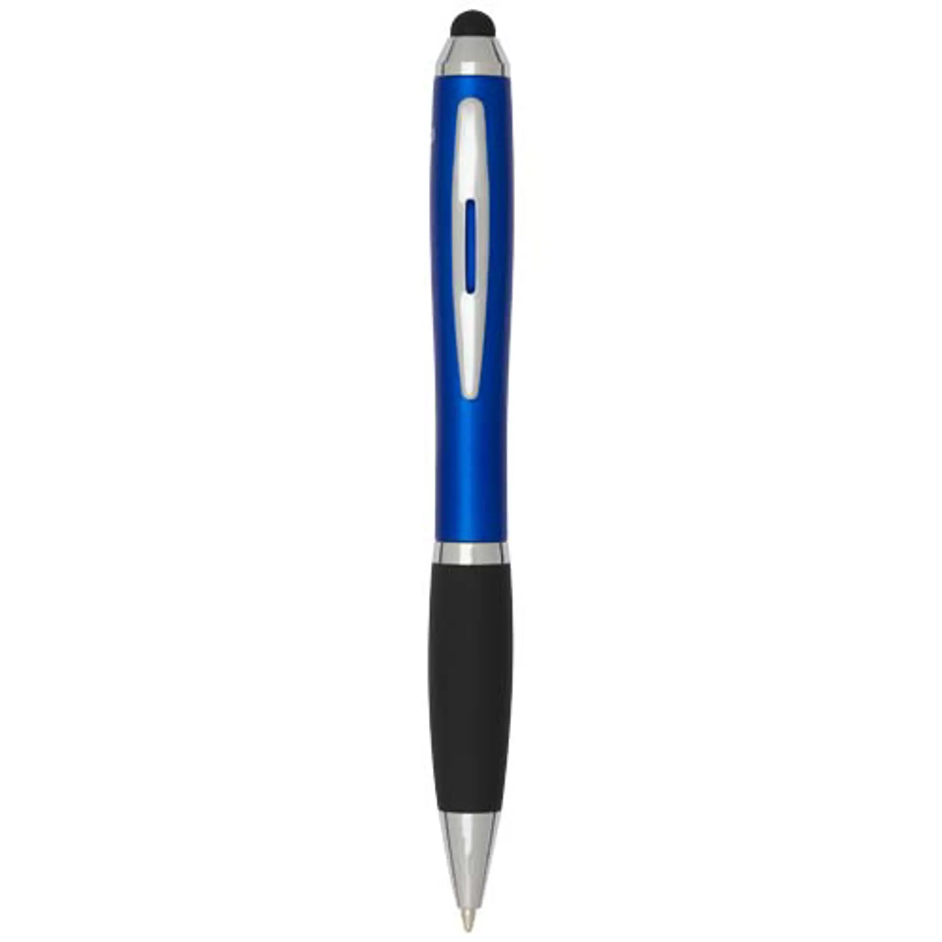 Bild på Nash kulspetspenna med stylus av RCS-certifierad återvunnen plast, färgad pennkropp och svart grepp (svart bläck)