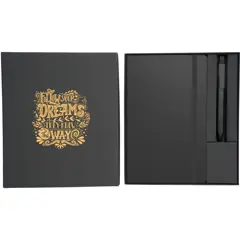 Bild på Moleskine presentset med anteckningsbok och penna