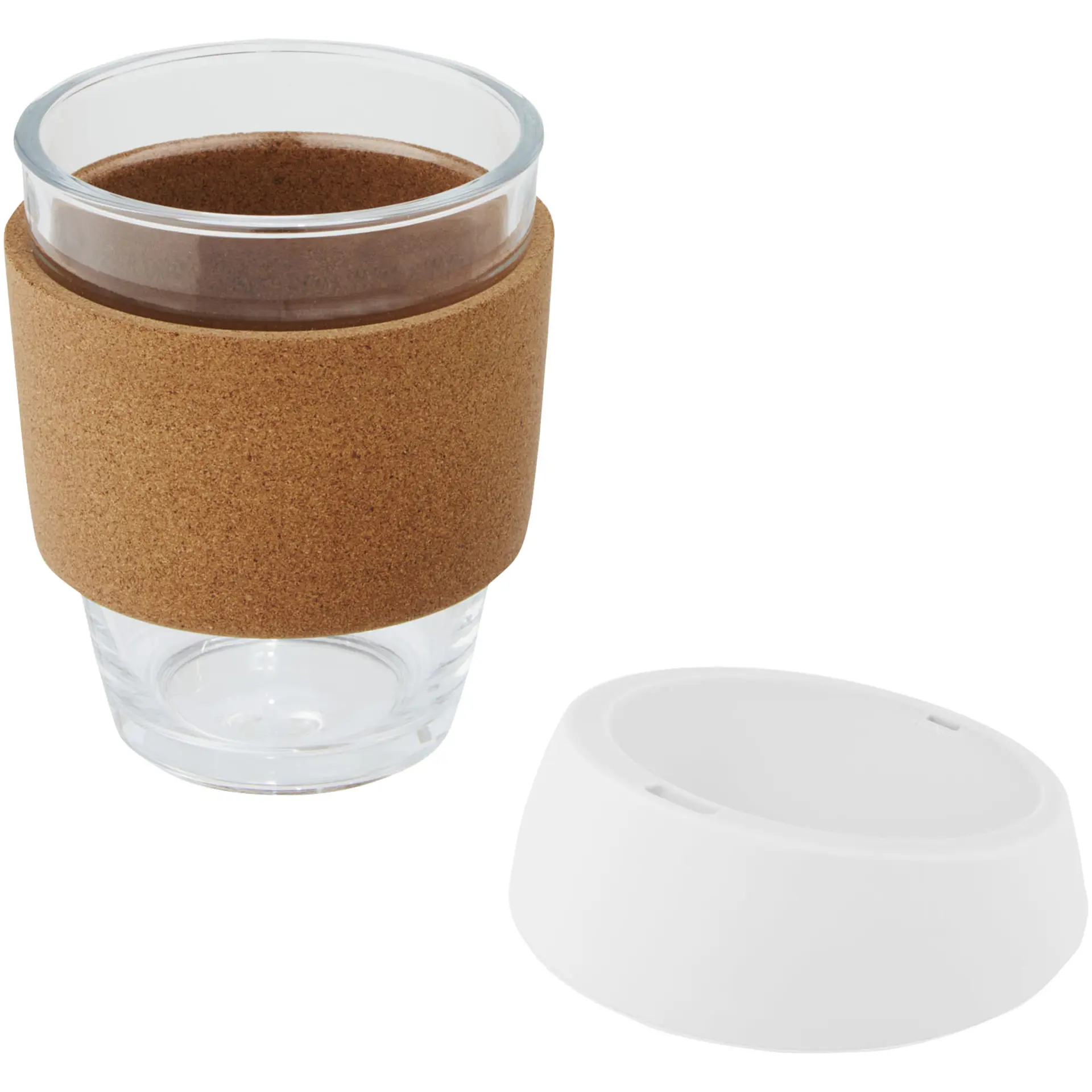 Bild på Take away-mugg, borosilikatglas med korkgrepp och silikonlock - Lidan