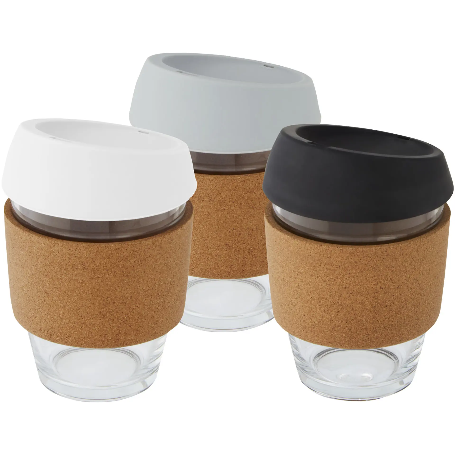 Bild på Take away-mugg, borosilikatglas med korkgrepp och silikonlock - Lidan