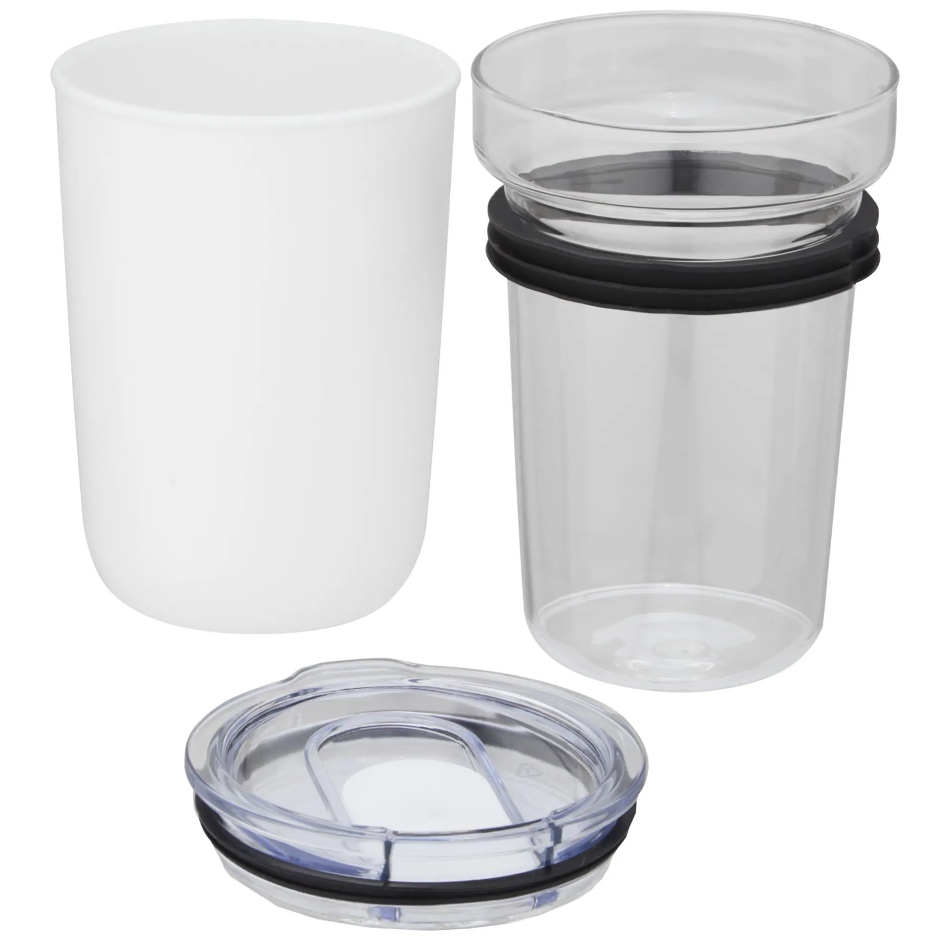 Bild på Bello 420 ml glastermos med en yttervägg av återvunnen plast
