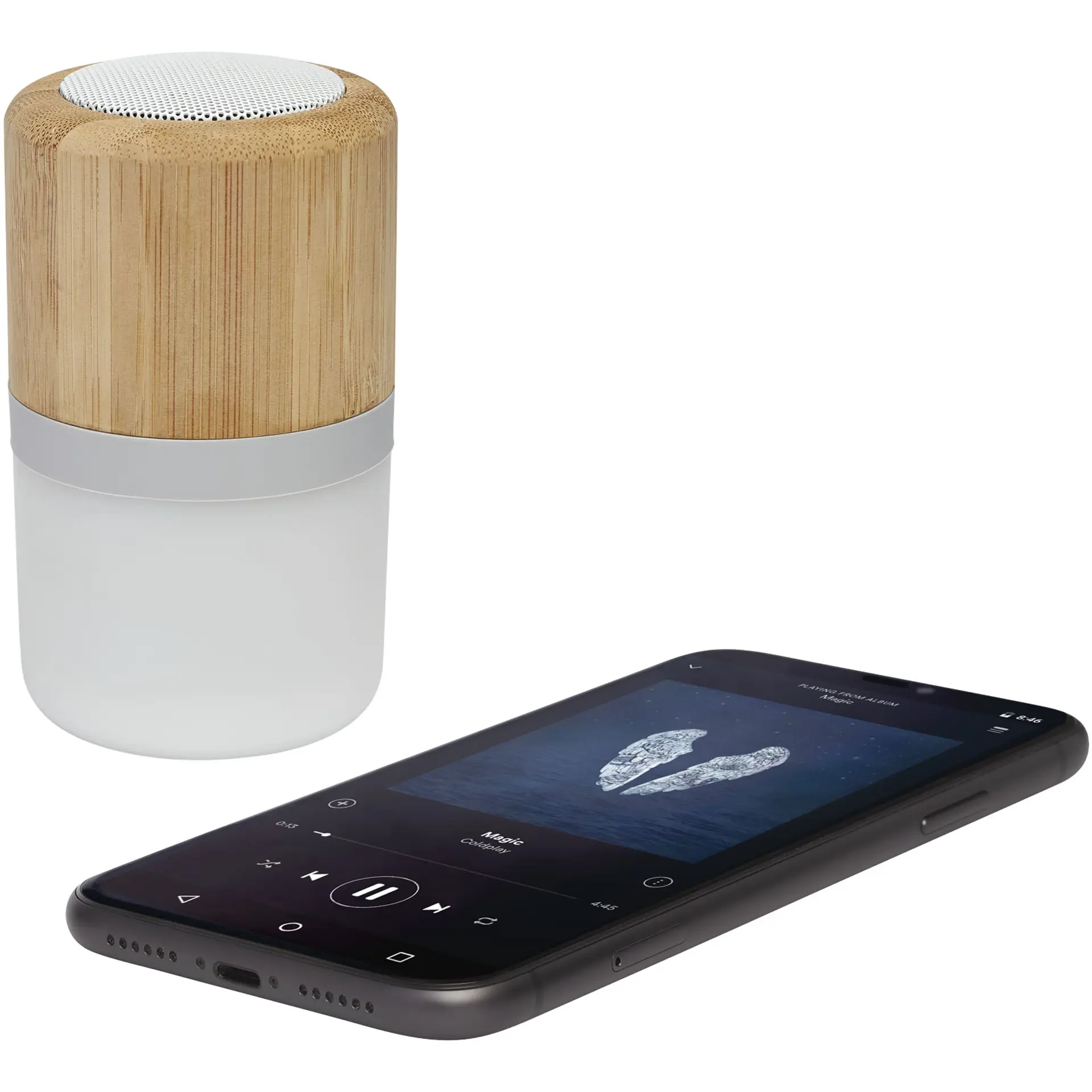 Bild på Bluetooth® högtalare i bambu, med ljus - Aurea 
