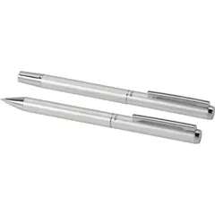 Bild på Lucetto presentförpackning med kulspetspenna och rollerballpenna i återvunnen aluminium (svart bläck)