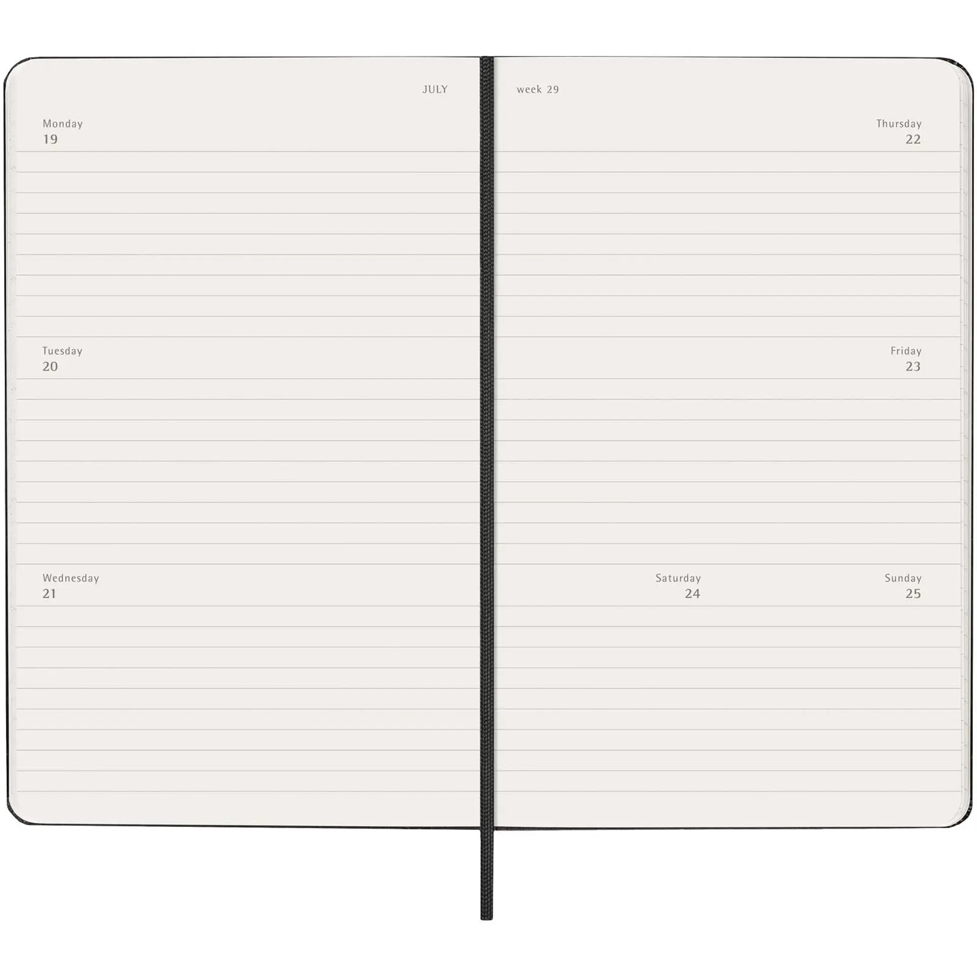 Bild på Moleskine inbunden 12-månaders L horisontell veckoplanerare