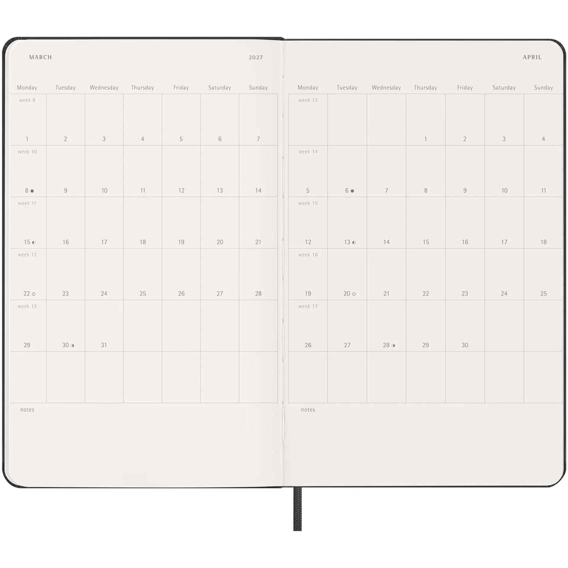 Bild på Moleskine inbunden 12-månaders L horisontell veckoplanerare