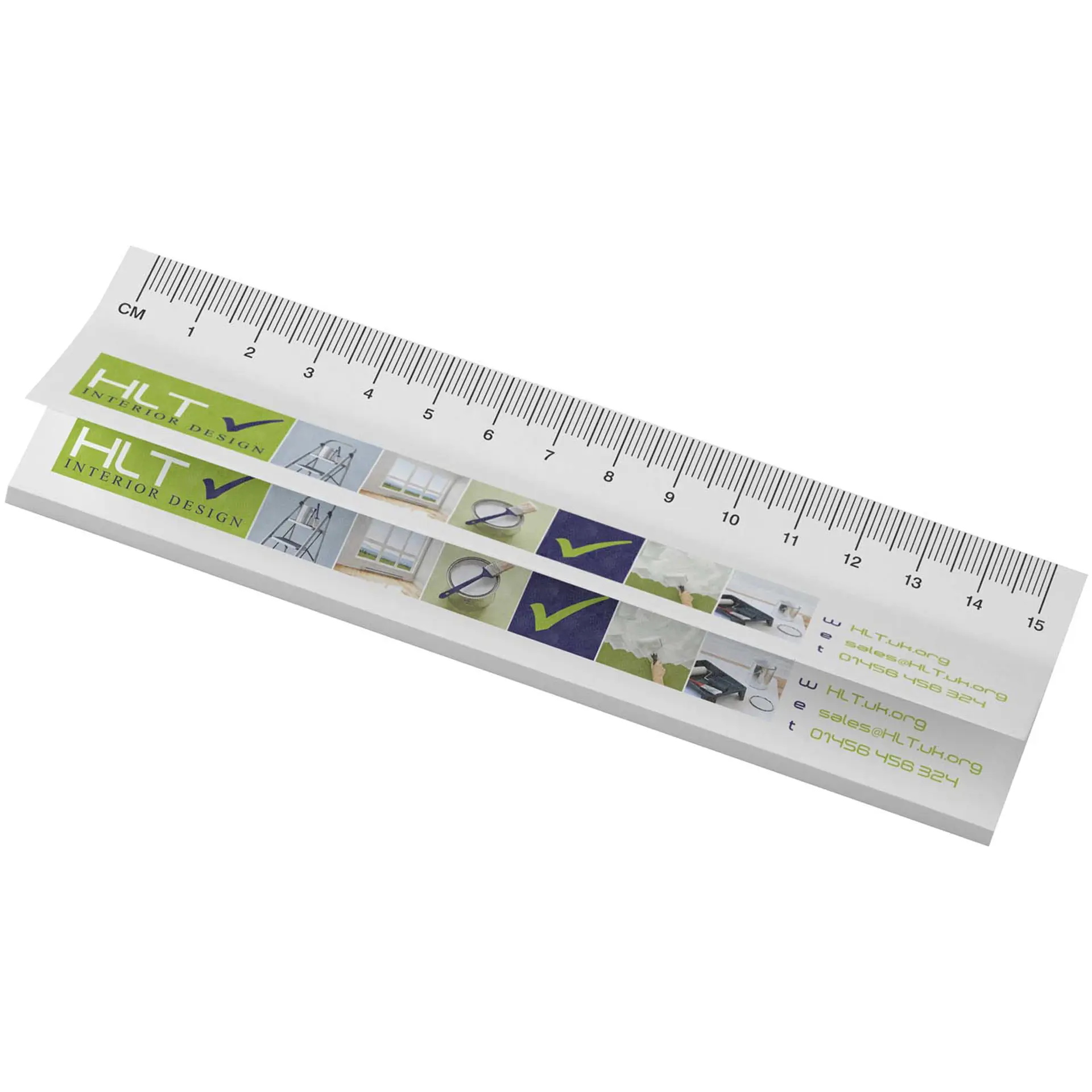 Bild på Sticky-Mate® klisterlappar med tryckt 15 cm linjal av återvunnet material