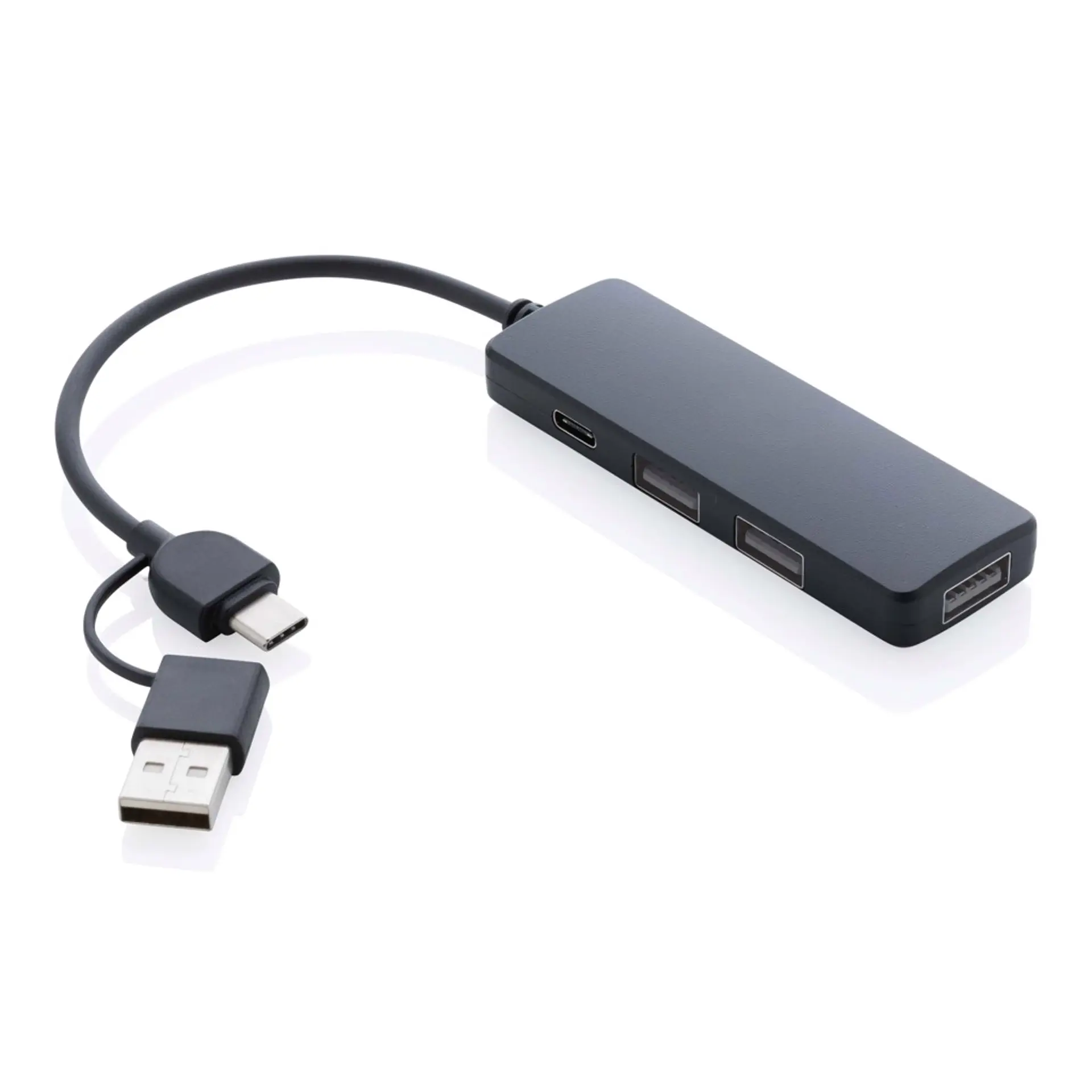 Bild på USB hub i RCS återvunnen plast med dubbel input Bild på USB hub i RCS återvunnen plast med dubbel input