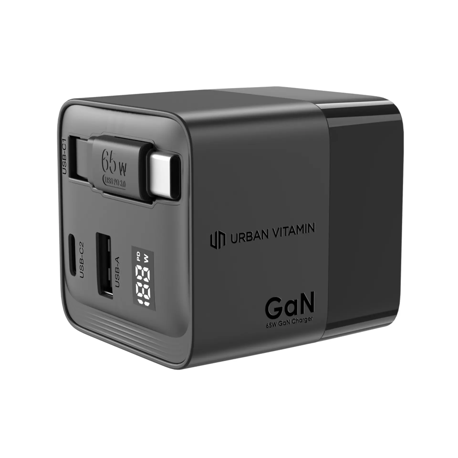 Urban Vitamin Mendocino 65W GaN-laddare med utdragbar kabel