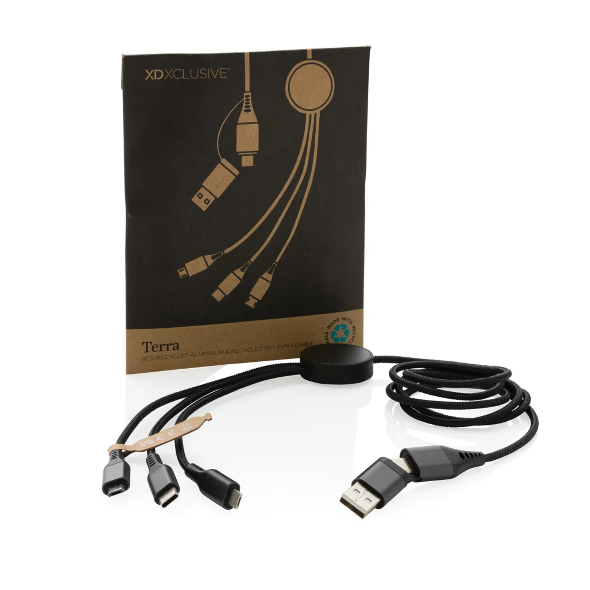 Bild på Terra 120cm 6-i-1 kabel i RCS återvunnen aluminium