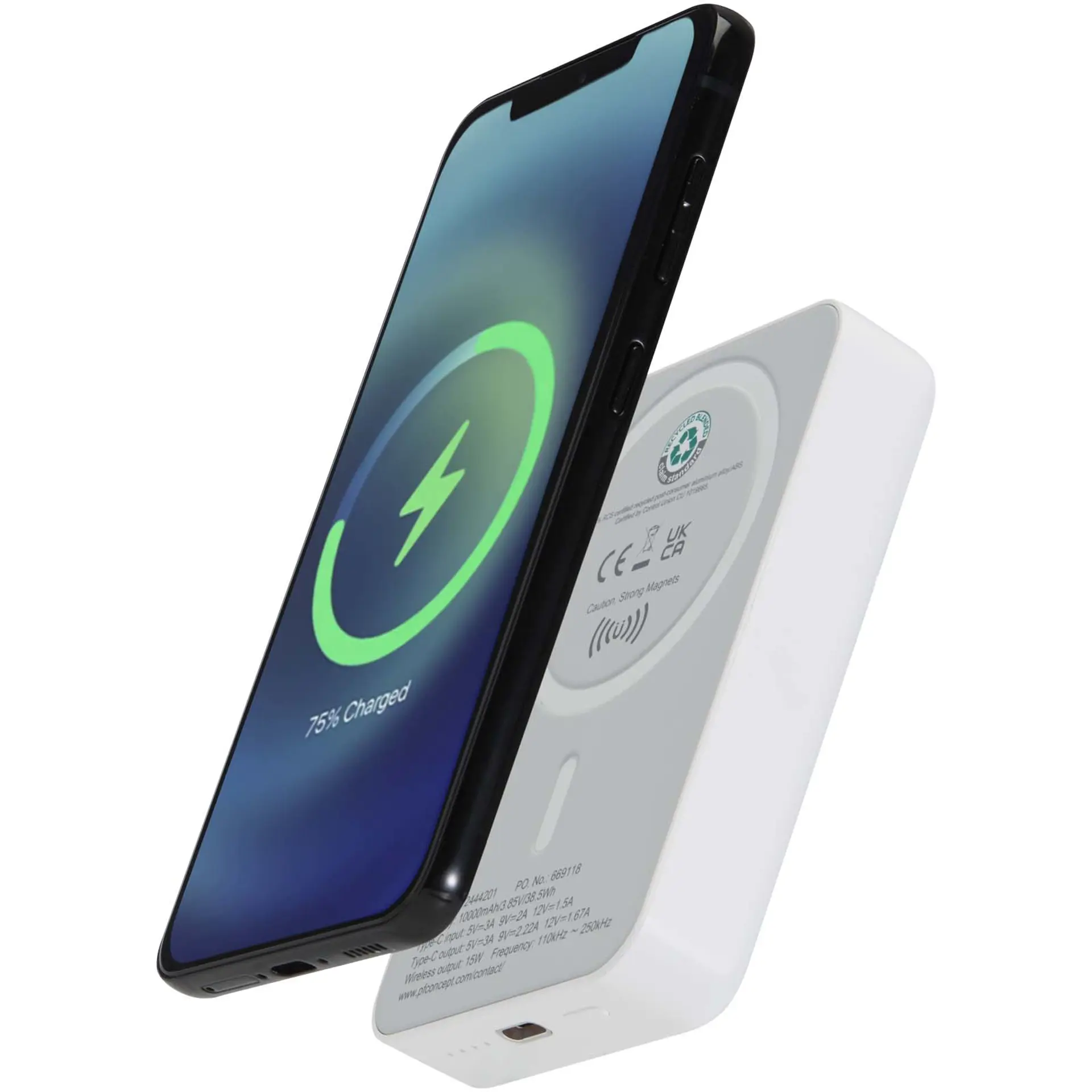 Bild på Acrab 10 000 mAh 15 W magnetisk trådlös powerbank med 20 W PD – tillverkad av återvunnen plast Bild på Acrab 10 000 mAh 15 W magnetisk trådlös powerbank med 20 W PD – tillverkad av återvunnen plast