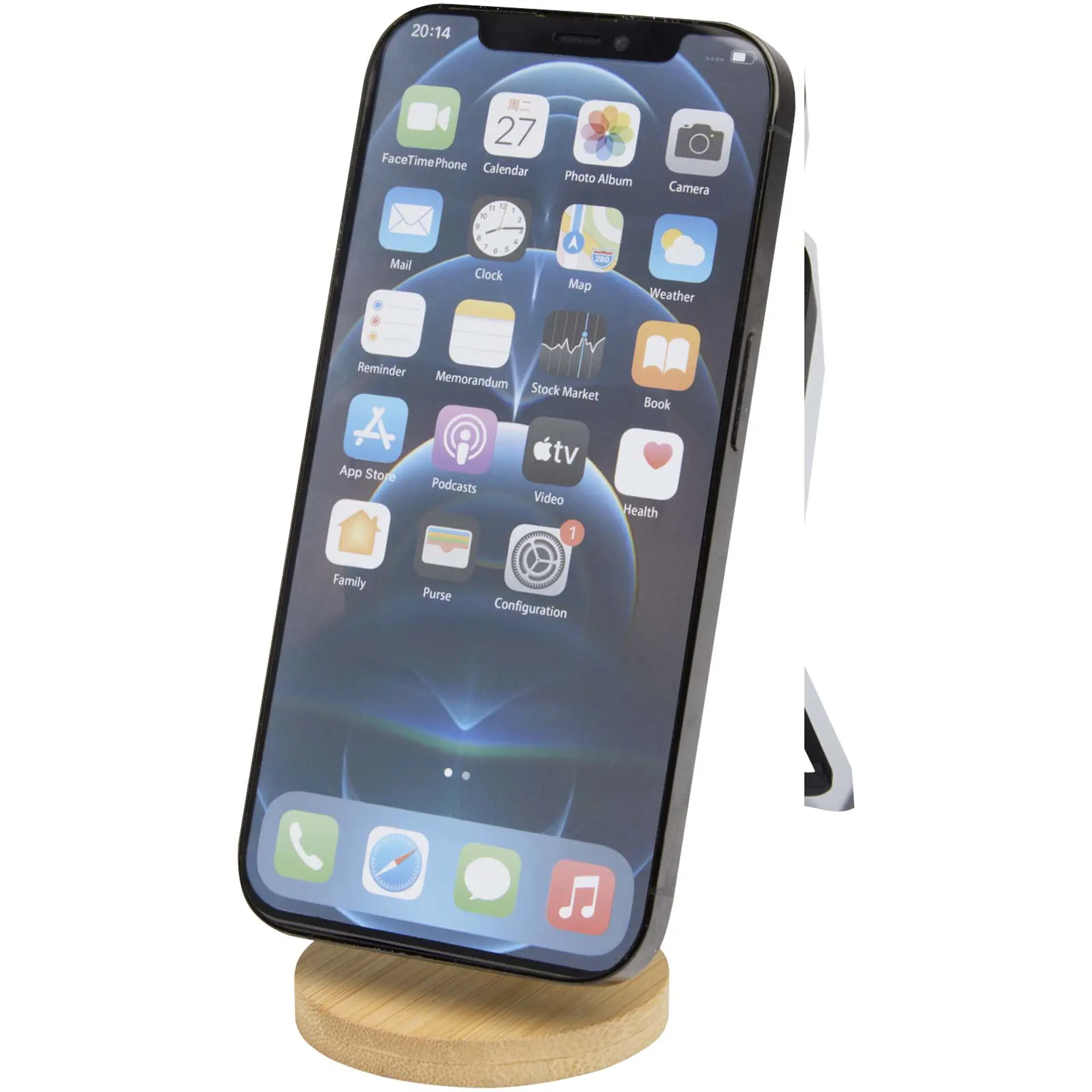 Bild på Alcor vikbart magnetiskt telefonställ av återvunnen plast med detaljer i bambu Bild på Alcor vikbart magnetiskt telefonställ av återvunnen plast med detaljer i bambu