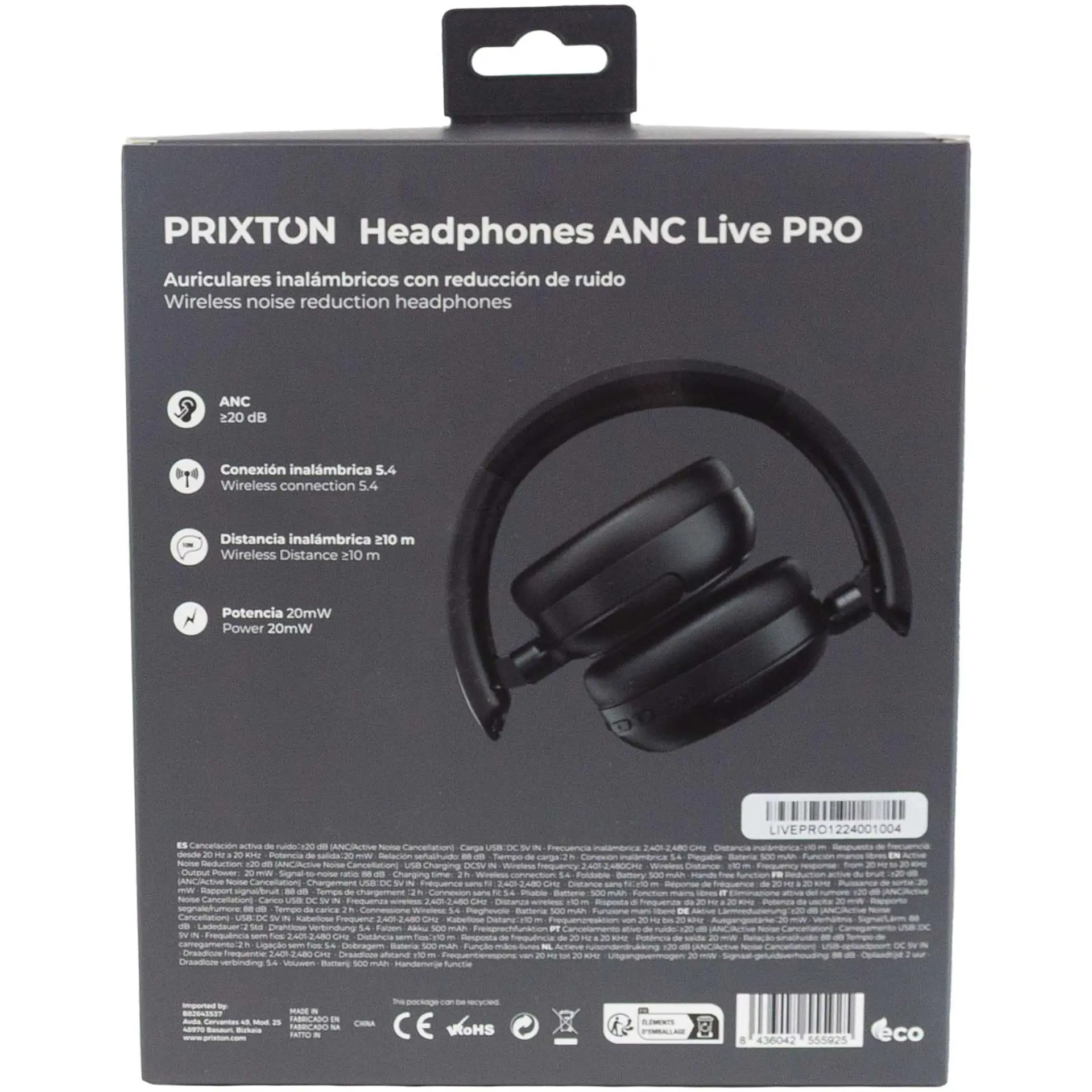 Bild på Prixton Live Pro trådlösa ANC Bluetooth®-hörlurar 