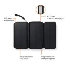 Bild på Nordic Drift Titan 10.000 mAh solcells-powerbank med 3 panel